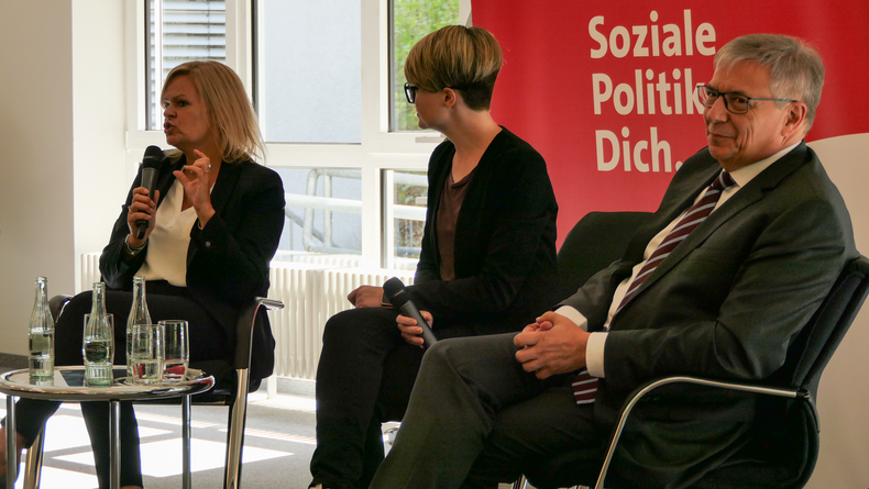 Foto: DSB / Standen den Vereinen Rede und Antwort: Nancy Faeser und Gert-Uwe Mende.